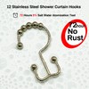Brushed Nickel Shower Rod with 12 Hooks, Adjustable Length Range