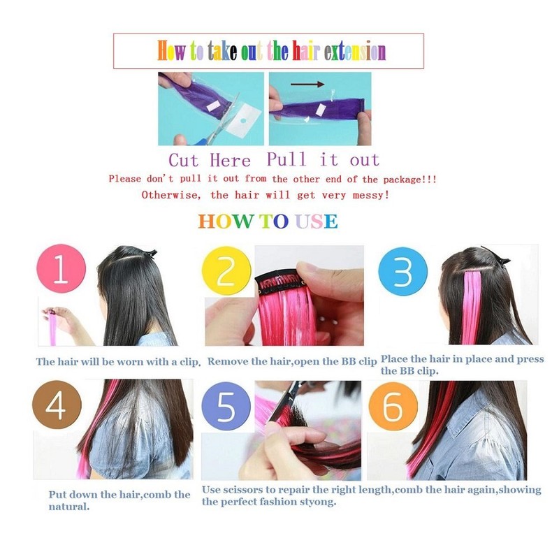 LiaSun 10Pcs/set Multi-Colors Straight Highlight Clip in Hair Extensions 20