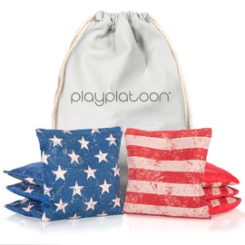 Play Platoon Professional Cornhole Bags - Set of 8 Regulation All Weather Double Sided - Sticky Side/Slick Side Bean Bags for Pro Corn Hole Game, Slick Duck Canvas & Sticky Suede Side - Boat