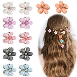 XYTAHDM Pack of 12 Flower Hair Clips, Multicoloured Hawaiian Flower Hair Clips, Cute Trendy Flower Hair Clips, Non-Slip Flower Hair Clip for Valentine's Day, Everyday Life, Party, Wedding and Beach