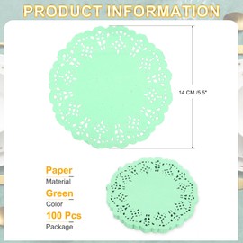 sourcing map 100pcs Paper Doilies, 5.5 Inch Lace Paper Doilies, Disposable Paper Placemats for Cakes Table Plate Crafts Party Weddings Tableware Green