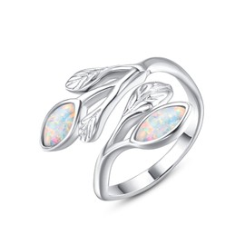 Opal Ring for Women White Gold Plated 925 Sterling Silver Opal Engagement Wedding Promise Rings Jewelry Gifts for Her