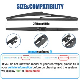 10" Rear Wiper Blade,Replacement Back Windshield Wiper Blade for Jeep Compass 22-18 /Toyota RAV4 18-13 Highlander 23-20 Corolla Cross 2022 /Suzuki Swift 22-17 (H252/10-A)
