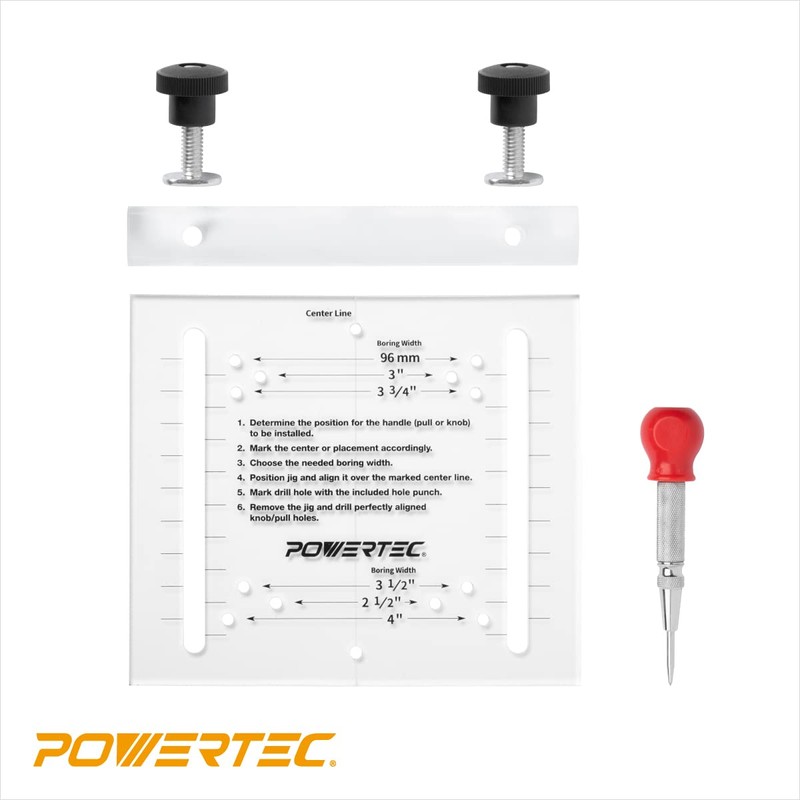 POWERTEC 72225 Cabinet Hinge and Hardware Jig Kit, Concealed Hinge