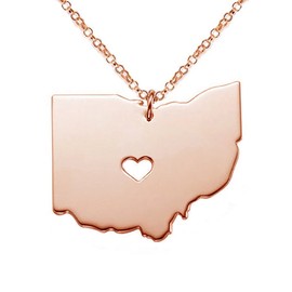 Meiligo 18K Gold Silver Country Map Charm Pendant Ohio State Map Necklace Jewelry (Rose Gold)