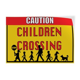 Decal Stickers Multiple Sizes Caution Children Crossing #1 Industrial Vinyl Safety Sign Label Education 12x8Inches