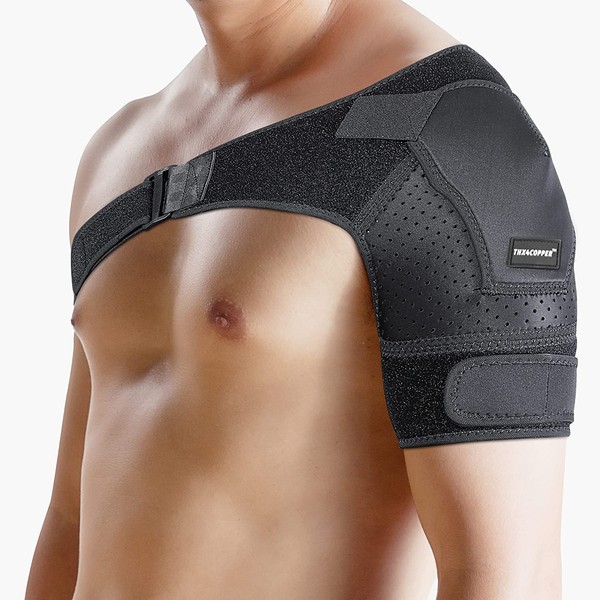 Thx4COPPER Shoulder Brace Adjustable Compress Shoulder Orthotics for Shoulders Support Shoulder Pain Relief, Fits Left/Right Shoulder (Unisex, Pack of 1) L/XL
