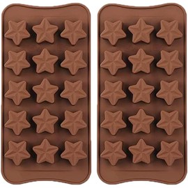 VITAPREP 2-Pack Star Silicone Molds | 30 Cavities Total for Chocolate, Candy, Gummy, Ice Cubes, Wax Melts | Food Grade BPA-Free | Mini 3D Stars Mold for Baking, Resin, Party Décor