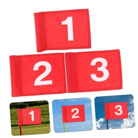 CORHAD 3Pcs Portable Golfing Flags Court Flags with Numbered Design Weather Resistant for Outdoor Practice for Backyard Games and Training Sessions