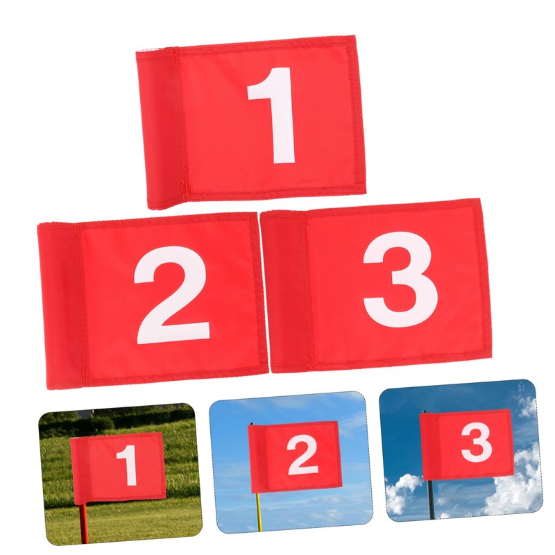 CORHAD 3Pcs Portable Golfing Flags Court Flags with Numbered Design