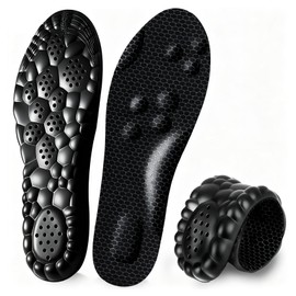 Insole for Sports, Arch Support, Shock Absorption, Shoe Insole, Men's, Ultra Lightweight, Standing Work, 3D Design, Soft, Deodorant, Sweat Absorbent, Breathable, Foot Massage, Soft Cushion, Suitable for Sports, Running, Climbing (Graphene, 9.6 - 9.8 inches (24.5 - 25 cm)