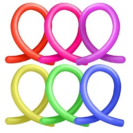 Henbrandt 6 x Stretchy Noodle String Monkey Noodle Neon Stretchies Sensory Fidget Toys Kids Birthday Party Favour Loot Bag Filler Classroom Prize Lucky Dip for Boys and Girls