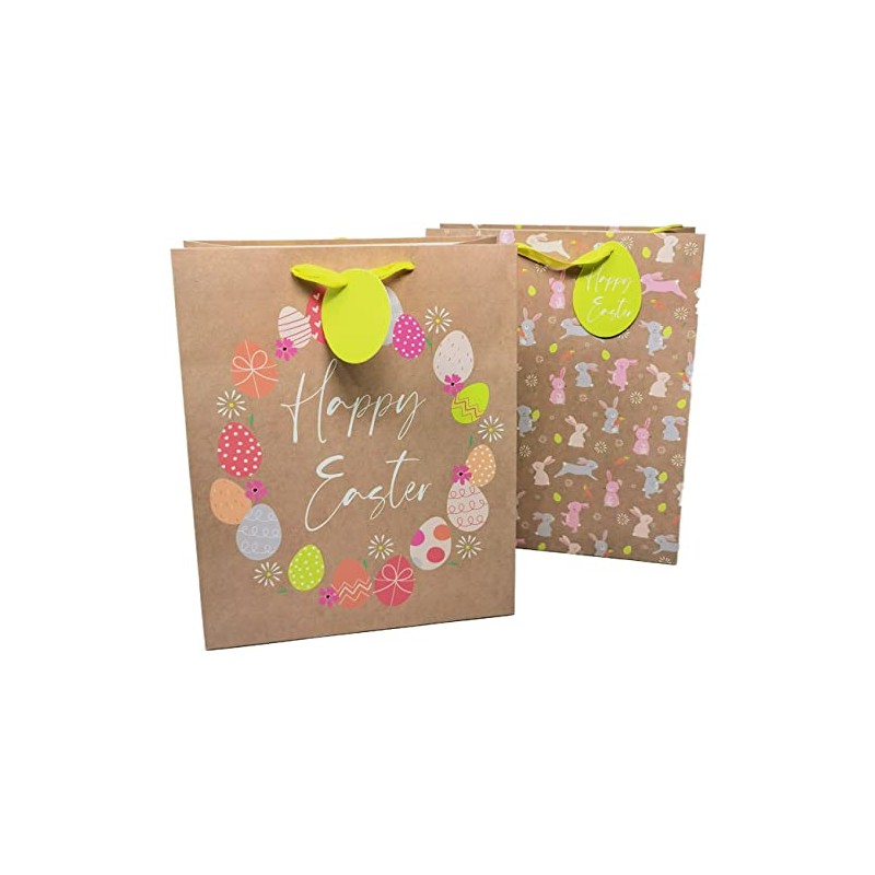 4 Large Luxury Easter Kraft Gift Bags - Bags Size: