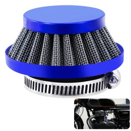 Tunejoy Motorcycle Air Filter 42 mm Motorcycle Intake Air Filter Double Layer Steel Sports Air Filter for 2-Stroke 43cc 47cc 49cc Moped Scooter ATV Quad Scooter Moped Dirt Bike Blue