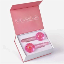 DERMAWORKS Skincare Gift Set - Ice Globes for Face & Eyes + Hyaluronic Acid Serum - Facial Massagers & Hydrating Serum – Anti-wrinkle, Reduces Puffiness, Pore Minimizer, Boosts Circulation & Radiance