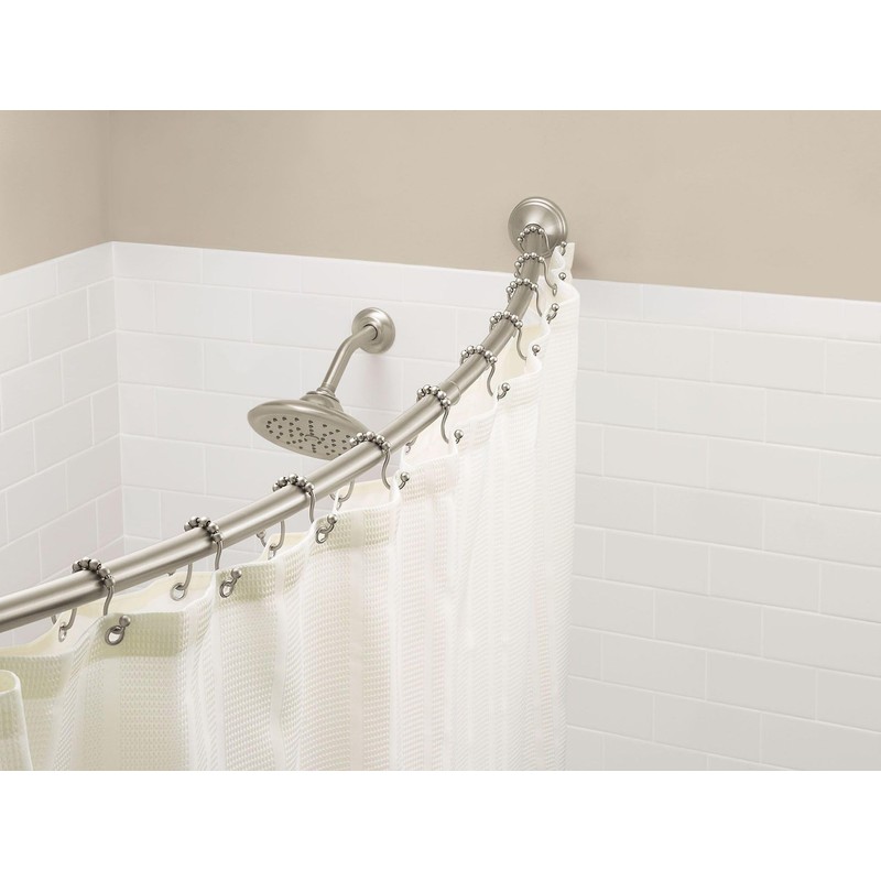 Moen Brushed Nickel Shower Curtain Rings with Double Hooks for