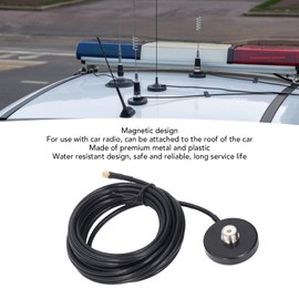 Antenna Magnetic Base Mount, Heavy Duty Car Radio Antenna Base with 5M RG58 Coaxial Cable SMA Male to PL 259 SO 239 UHF Female Connector, Waterproof Vehicle Antenna Base for Strong Signal Reception
