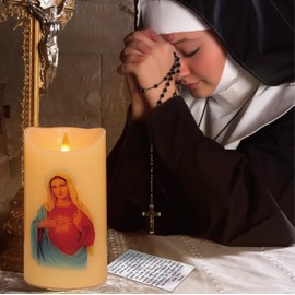 Religion Series LED Flameless Candles, Devotion Prayer，Religious Gift, Safe for Hospitals, Homes, Children, with Timer Remote Control, You can Enjoy and Dedicate More time! 6" x 3.2"