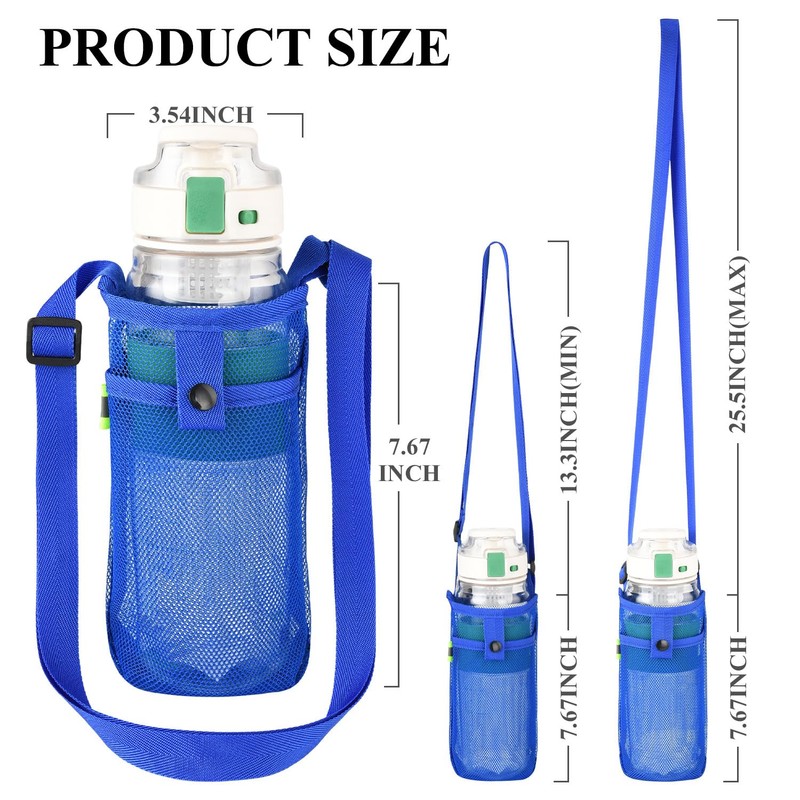3Pcs Water Bottle Holder with Strap, Mesh Water Bottle Bag