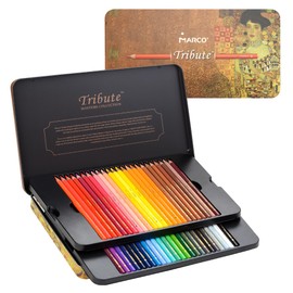 MARCO Adult Colouring Pencils for Colouring Thick Oil Chalk Leads 48 Colours Colours Up to 10 Layers Overlappable Professional Quality Packed in Iron Box - 3300 Oil Chalk Leads 48 Colours