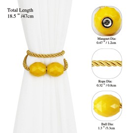 Porlau Strong Magnetic Curtain Tiebacks 2 Pack Decorative Tie Backs Outdoor Curtain Rope Tiebacks Elegant Curtain Holdbacks for Drapes