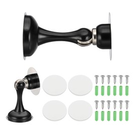 sourcing map Magnetic Door Stoppers Stainless Steel Door Stops, Wall Floor Mounted Doors Holder Keep Doors Open for Home Office Closet (Black, Pack of 2)
