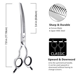 HASHIMOTO Curved Chunkers Shears for Dog Grooming,Curved Dog Texturizing Scissors,Cat Curved Scissors,33 Teeth,7.0 inch,Light Weight.Special Designed for Pet Groomers or Family DIY Use.