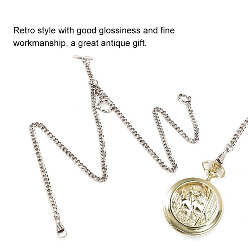 Ailgely Classic Antique Metal Chain Link Pocket Watch Vintage Retro