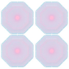 Lilly Pulitzer Melamine Appetizer and Dessert Plates Set of 4, Indoor/Outdoor Serveware (Blue and Pink Stripe)