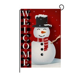 OTOSTAR Christmas Garden Flag Double Sided Red Winter Rustic Yard Decorations Snowman with Buffalo Plaid Christmas Flag for Outside Holiday Banners Outdoor Decor 12"x18" (Snowman)