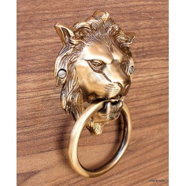 eSplanade - 6.75" Inches Brass Lion Face Door Knocker - Door Decor | Home Decor