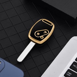 PANPHEN Car Key Case Compatible With Honda, Key Box Cover For Honda Accord Crosstour Civic CR-V CR-Z Pilot Fit Odyssey, MK7 2-Buttons Key Case,Black