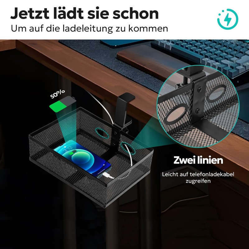 AceList 360° Under Desk Drawer Organiser Pencil Drawer, 360° Rotating