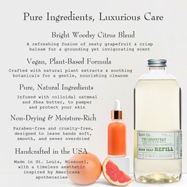 BARR-CO. Hand Soap Refill – Natural Liquid Soap with Moisturizing Botanicals, Vegan & Plant-Based, Refreshing Citrus & Balsam Scent, for Kitchen & Bathroom, Fir & Grapefruit 32fl oz