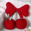 Beeveer Small Bow Cherry Throw Pillow Wool Cute Coquette Room