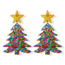 Christmas Tree Earrings for Women Girls Colorful Acrylic Christmas Dangle Earrings Holiday Earrings Xmas Festival Holiday Jewelry Gifts