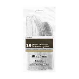 Dazzling Silver Glitter Assorted Plastic Cutlery Set - 18ct - Elegant, Sturdy & Unique Dinnerware for Upscale Parties & Events