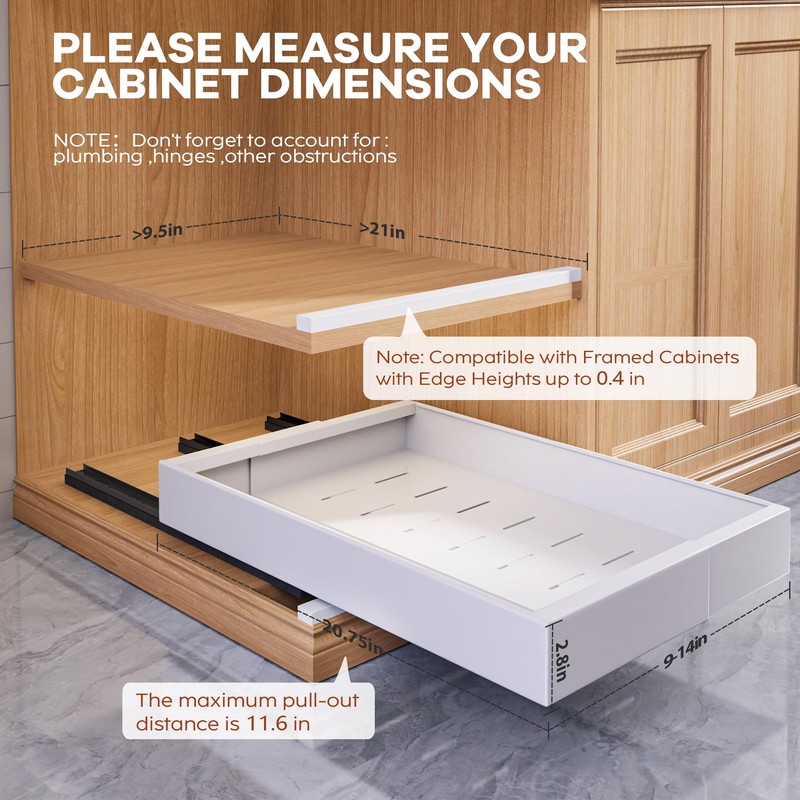Seinloes 2 Pack Expandable Pull Out Cabinet Organizer 21" Deep