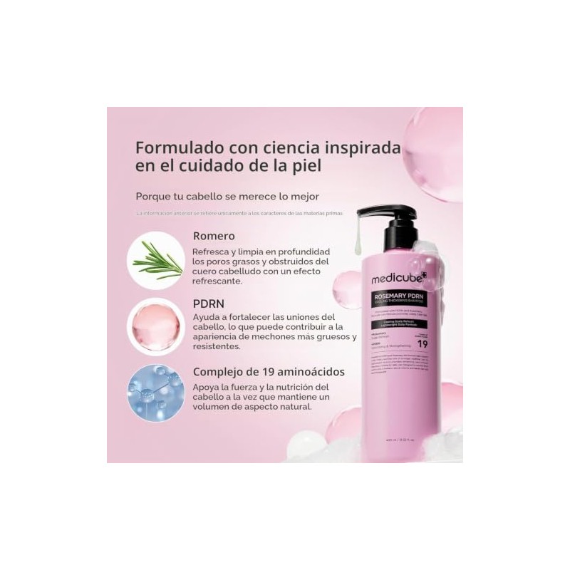 Medicube Rosemary Pdrn Cooling Thickening Shampoo Romero Fórmula Ligera Diaria