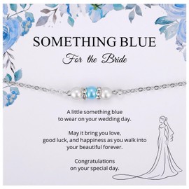 Ralukiia Something Blue Bracelet for Bride, Bridal Bracelet for Daughter, Bridal Shower Gift, Something Blue Wedding Day Jewelry, Bachelorette Party Gifts for Bride to Be