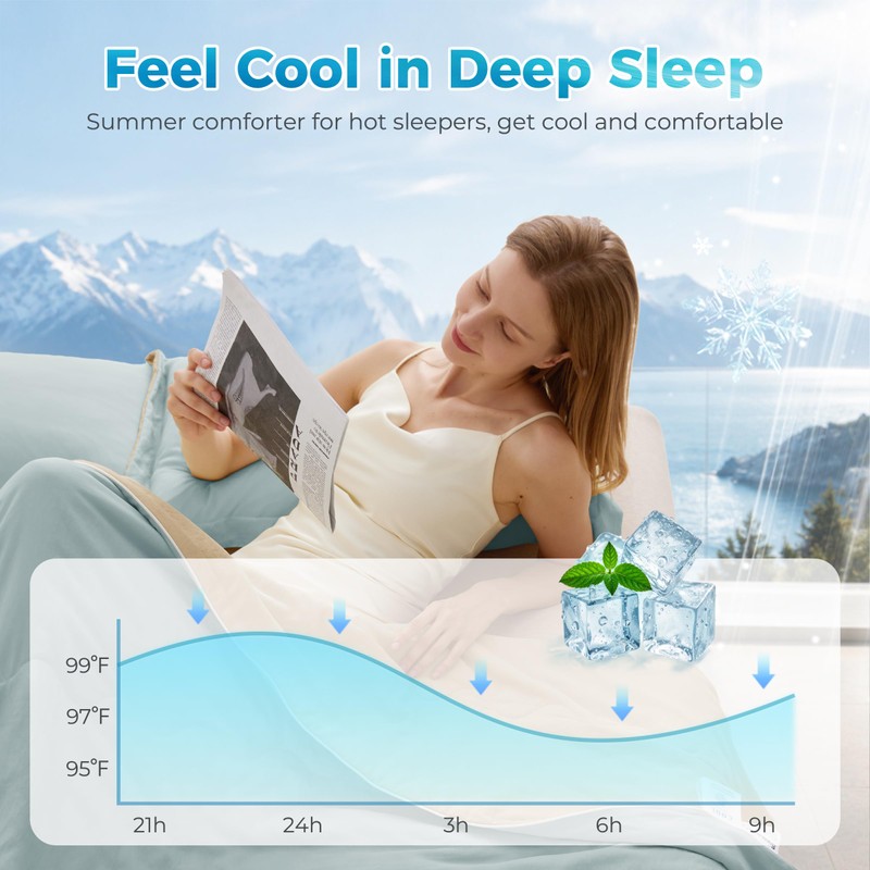 SNOWMAN Cooling Comforter Twin Size for Hot Sleepers, Soft Cooling