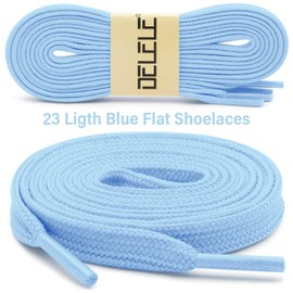 DELELE Solid Flat Shoe Laces: Hollow Thick Shoelaces for Sneakers 2 Pair, 23 Ligth Blue, 47 inch (120CM)
