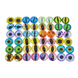 GraceAngie 20PCS Mixed Style Dragon Eyes Round time gem Cover Glass Cabochon Dome 8mm/10mm/12mm/15mm/25mm Jewelry Finding Cameo Pendant Settings (Size 20mm)