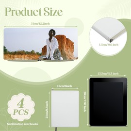 Zonon 4 Pcs Sublimation Journal Blank Notebooks A6 A5 A4 190 Pages Thick Faux Leather Notebooks Sublimation Notebooks Leather Sublimation Journal for School Office Supplies (8.3 x 6 Inch, A5)