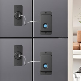DENENTT Smart Fingerprint Fridge Lock - Child Proof Cabinet Locks and Refrigerator Locks, No-Drill Adhesive Installation, for Fridge, Cabinet and Drawers (Black 2pcs)