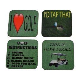 Golf Drink Coaster Set Gift For Golfer Golfing Joke Funny Home Kitchen Barware