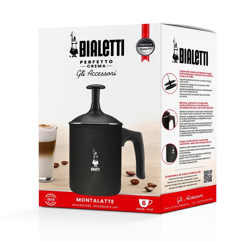 Bialetti 00AGR395 Tutto Crema Milk Frother, Black