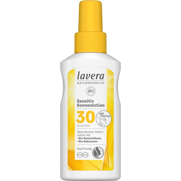 lavera Sensitiv Sonnenlotion LSF 30 - Naturkosmetik - Sonnenschutz - mineralischer Sofortschutz für sensible Haut - Lichtschutzfaktor 30 - vegan - 100 ml