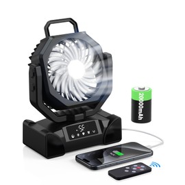20000mAh Portable Camping Fan Rechargeable with LED Lantern, 5-Speed, Timer, Remote&Touch Control, Auto Oscillation, Long-time Battery Operated Fans for Camping Tent Office Beach Desk Fishing Table