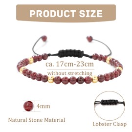 Hernin Natural Stone Bead Bracelet Adjustable 4 mm Natural Stone Bracelet with Gold Beads Real Natural Stone Bracelet Women's Crystal Bead Bracelet, Natural gemstone, No Gemstone